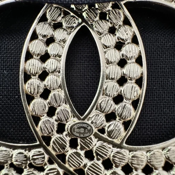 CHANEL 23S CLASSIC GOLD TONE LARGE BIG CC LOGO CRYSTALS CRYSTAL BROOCH PIN